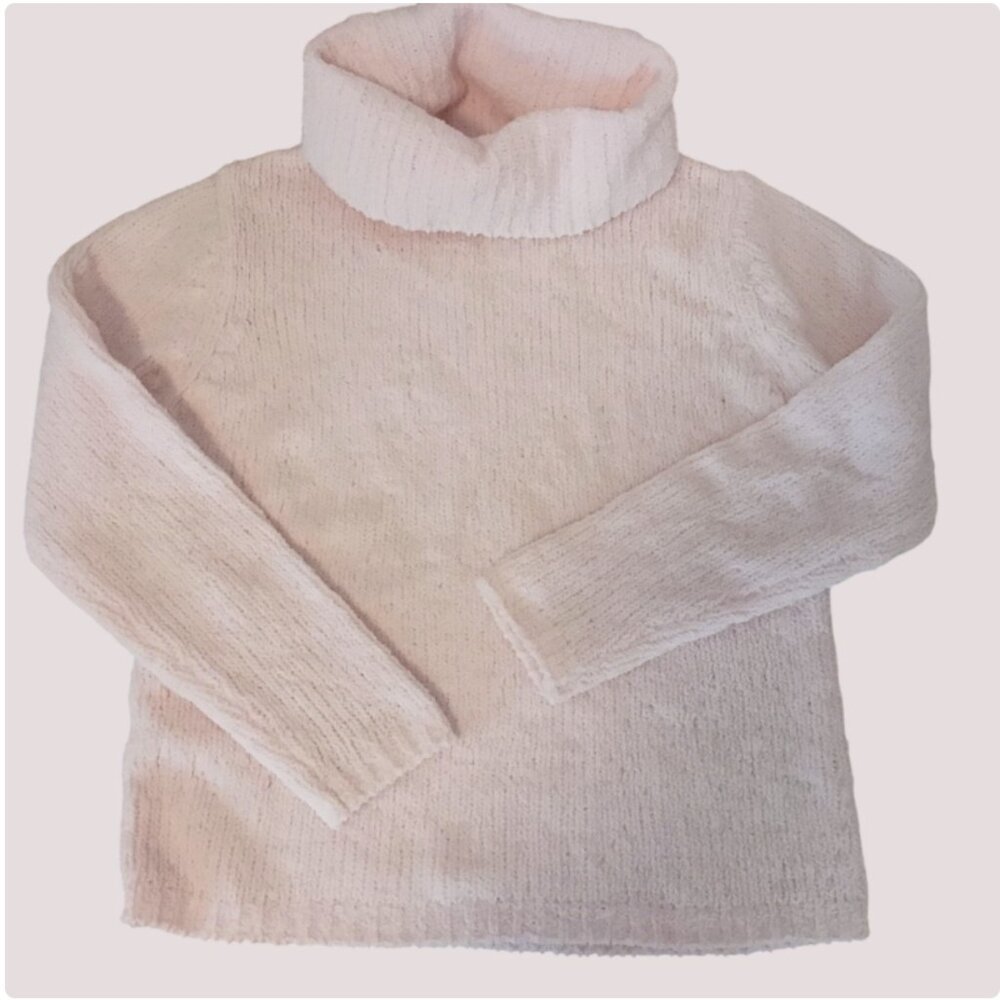 SML SPORT Soft Pink Oversized Turtleneck Sweater Cozycore Plush Knit Size M